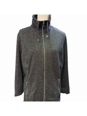 Chico's Zenergy Women's Black Glitter Zip-Up Jacket Size L (Chico’s 3)